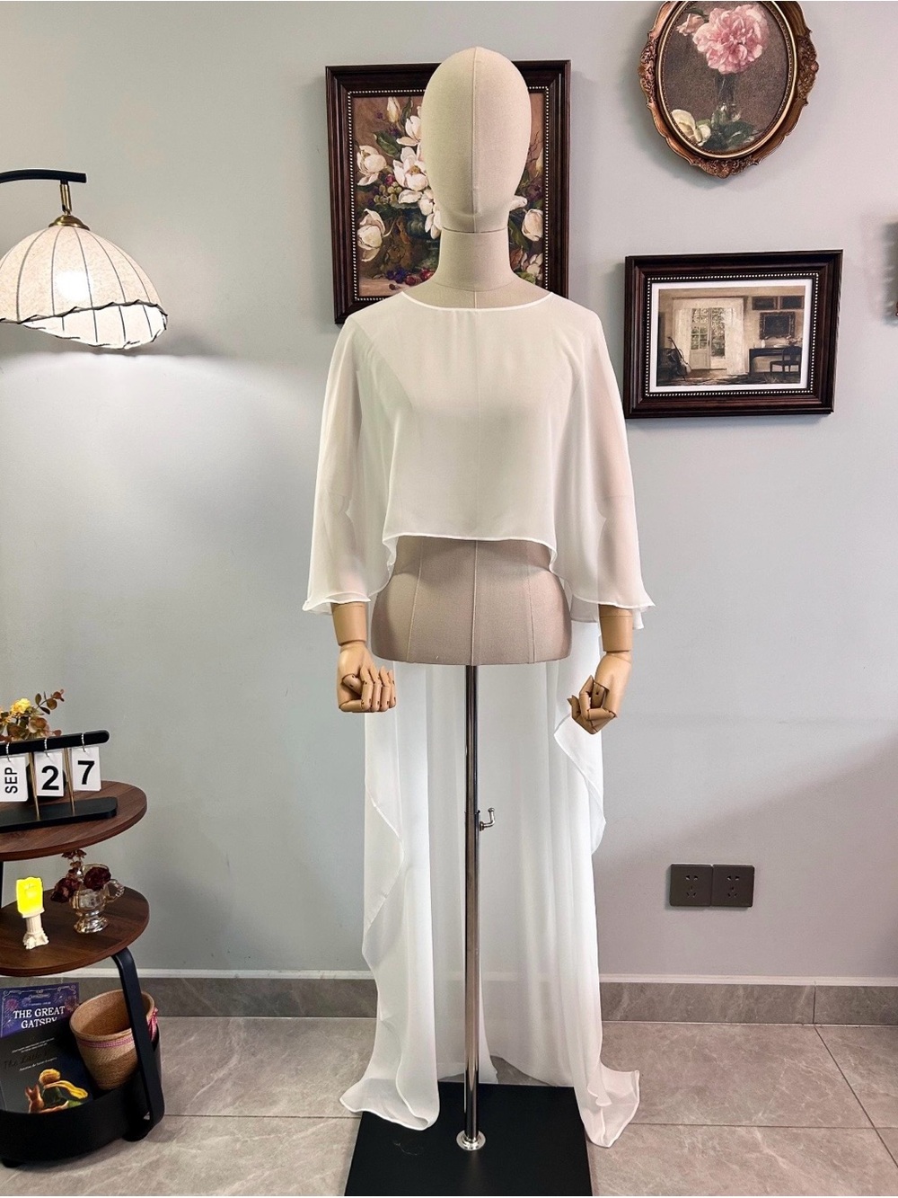 Floor Length Wedding Cape Chiffon